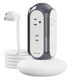 MiaoLab power strip tower with two USB-C ports delivering fast charging on a desk