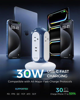 MiaoLab tower shows four AC outlets to reduce plug crowding