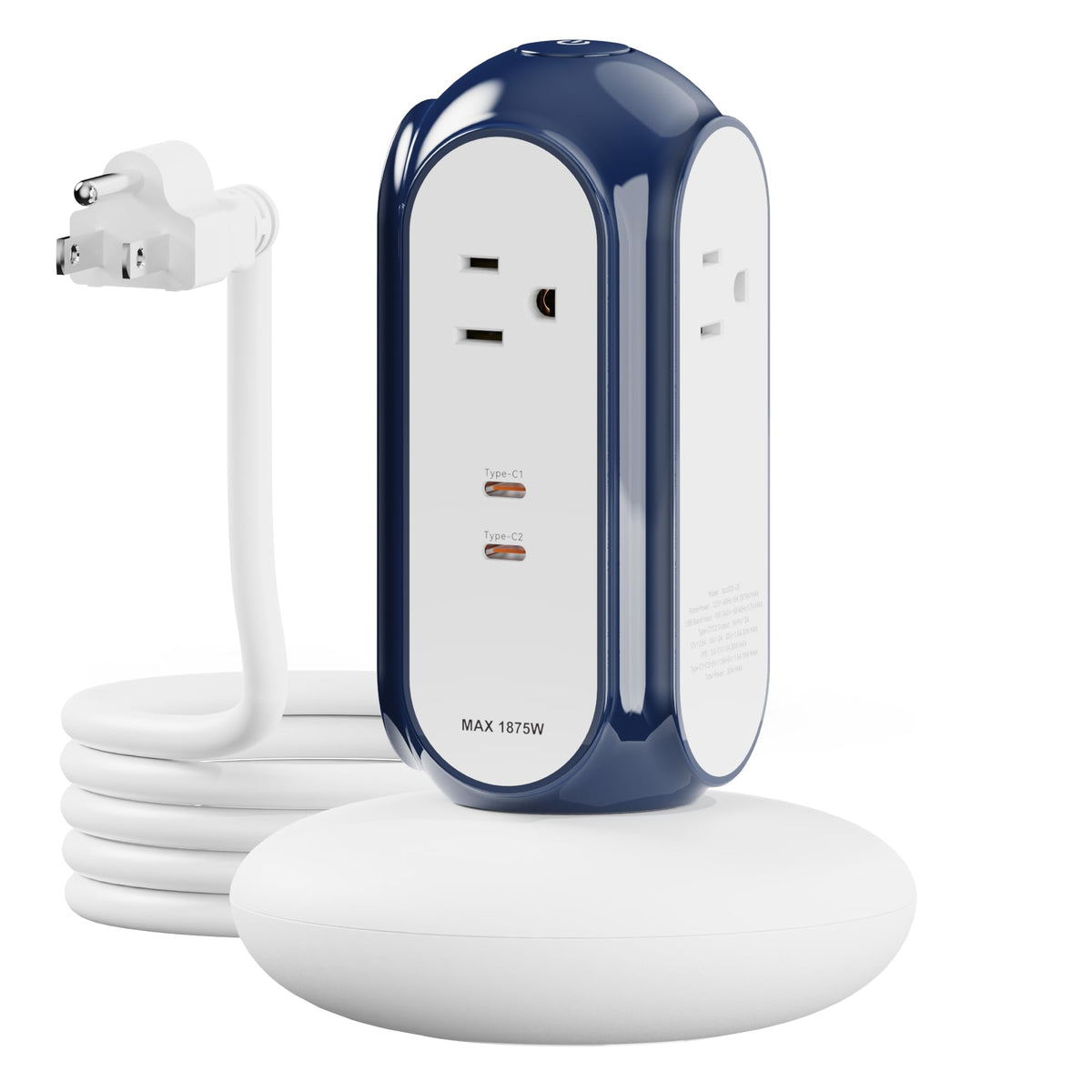MiaoLab power-strip tower with USB-C ports charging devices quickly