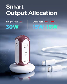 MiaoLab power strip tower vertical outlets reduce desk plug crowding.