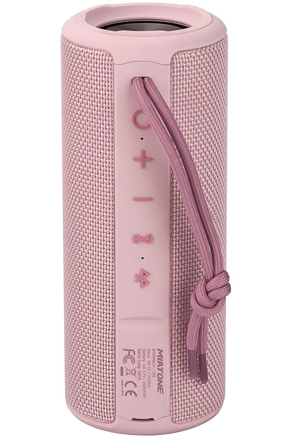 MIATONE front view of pink speaker showing design and clear audio benefit