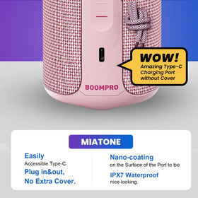 MIATONE dual speakers paired illustrating TWS stereo benefit