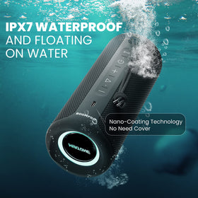 MIATONE speaker poolside demonstrating IPX7 water resistance benefit