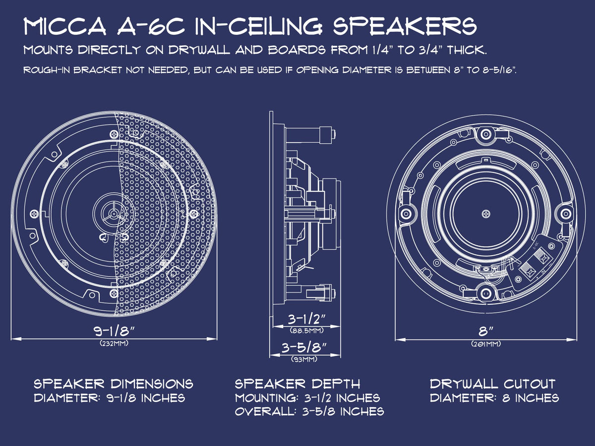 Micca Architecture 6.5-inch speaker woofer close-up emphasizing polypropylene cone clarity.