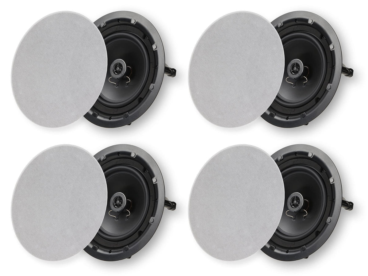 Micca Architecture Series 8in speaker pair showing discreet in-ceiling installation
