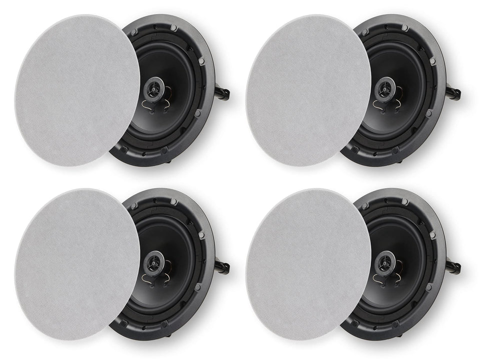 Micca Architecture Series 8in speaker pair showing discreet in-ceiling installation