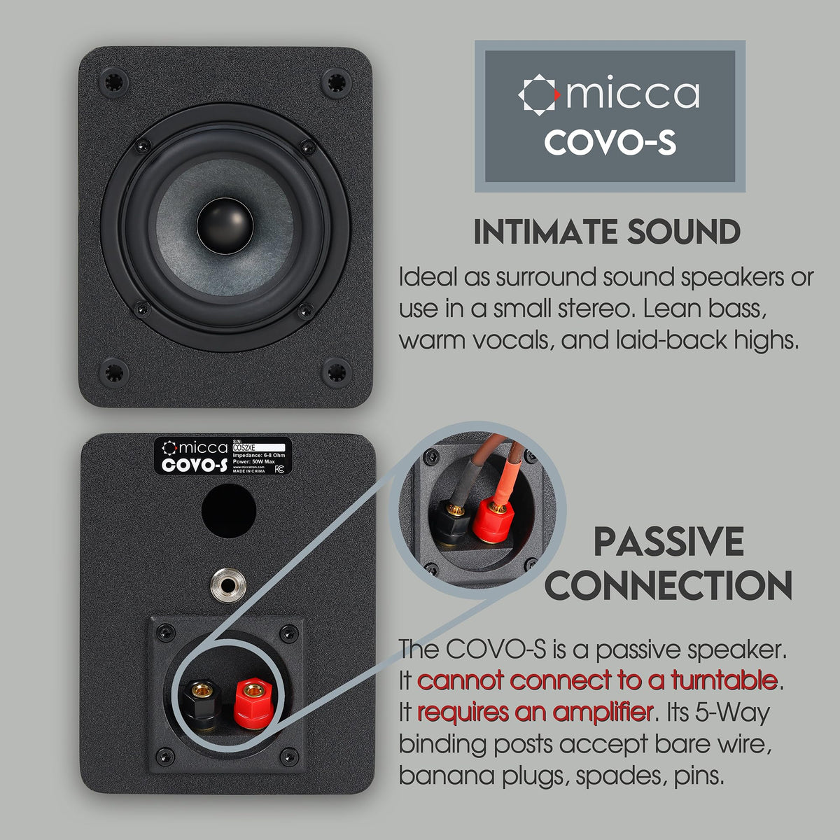 Micca COVO-S concentric driver arrangement ensures coherent sound across frequencies.