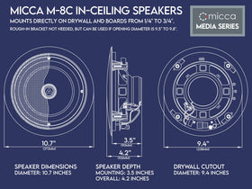 Micca M-8C 100W handling image highlights versatile power for home systems