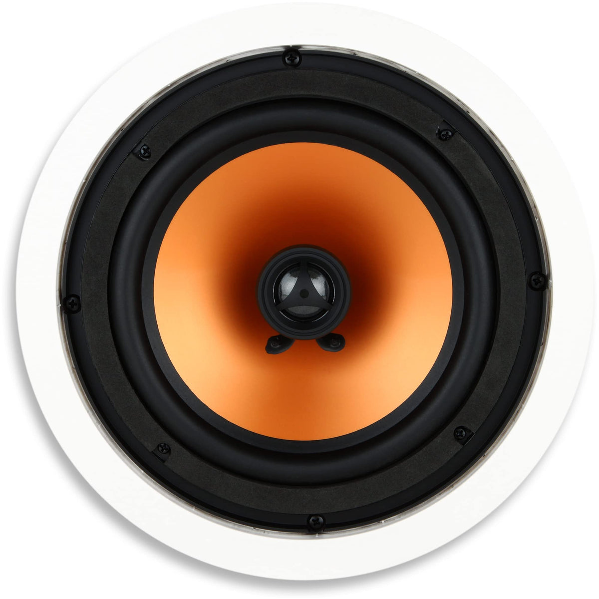 Micca M-8C 8-inch woofer close-up for deep bass and seamless room integration