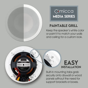 Micca M-8C ceiling install shows easy mounting and flush, clean look