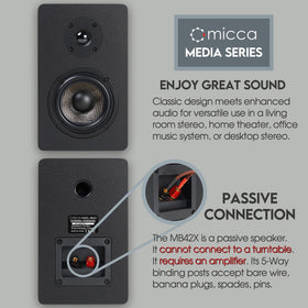 Micca MB42X woofer close-up reveals carbon fiber driver for impact