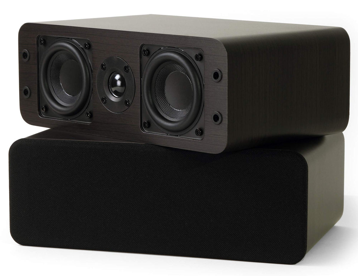 Micca OoO close-up of 0.75-inch silk tweeter and grille, delivers clear highs and detailed vocals