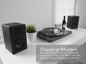 Micca PB42X side panel detail shows slim profile for small rooms.