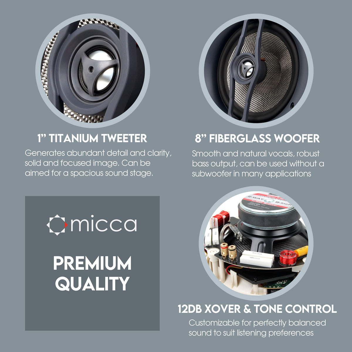 Micca R-8C side profile illustrating compact mounting depth advantage