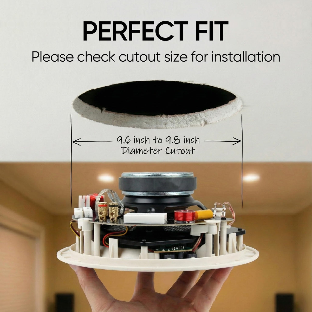 Micca R-8C 8-inch woofer close-up revealing cone detail and tighter bass