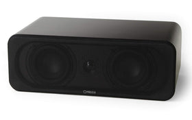 Micca RB42-C front view in dark walnut enhances compact center channel presence.
