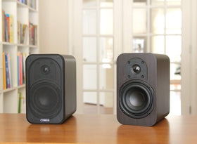 Micca RB42 dark walnut cabinet with clean curves for homes.