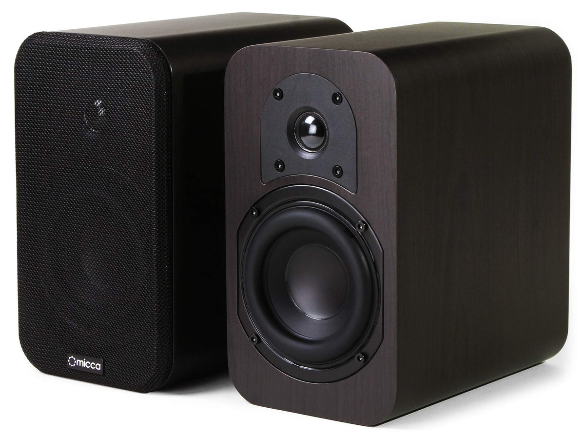 Micca RB42 4-inch woofer delivers strong bass and clarity.