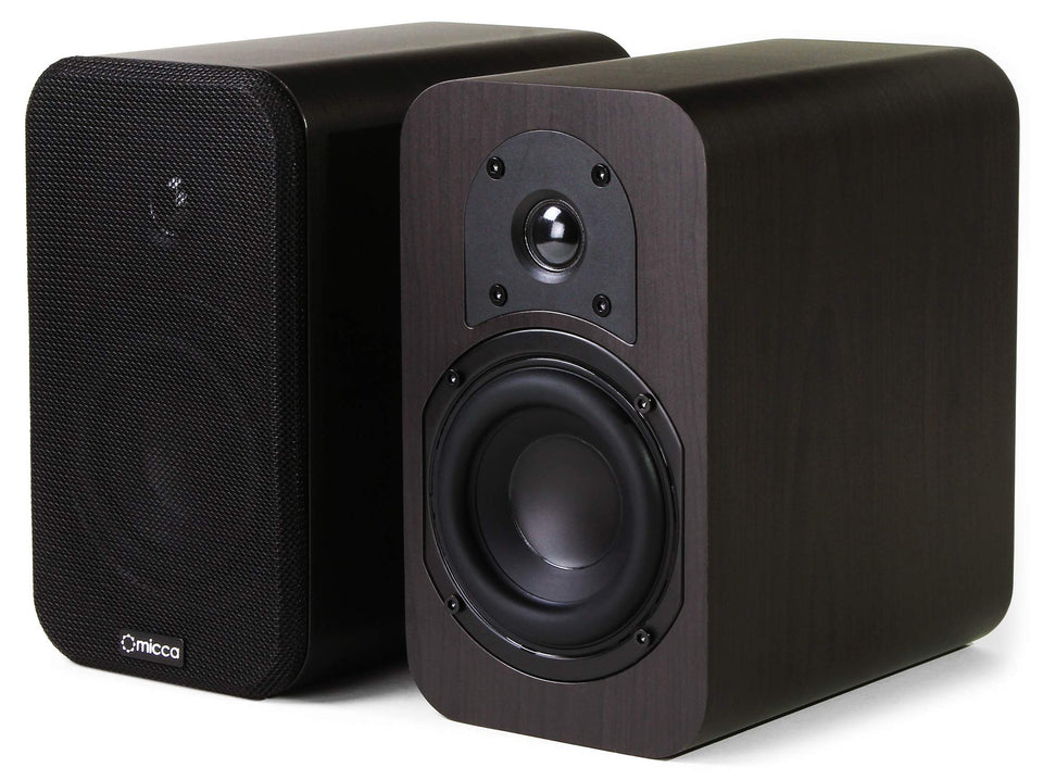 Micca RB42 4-inch woofer delivers strong bass and clarity.