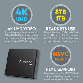 Micca with USB and microSD inserted showing direct-play convenience benefit