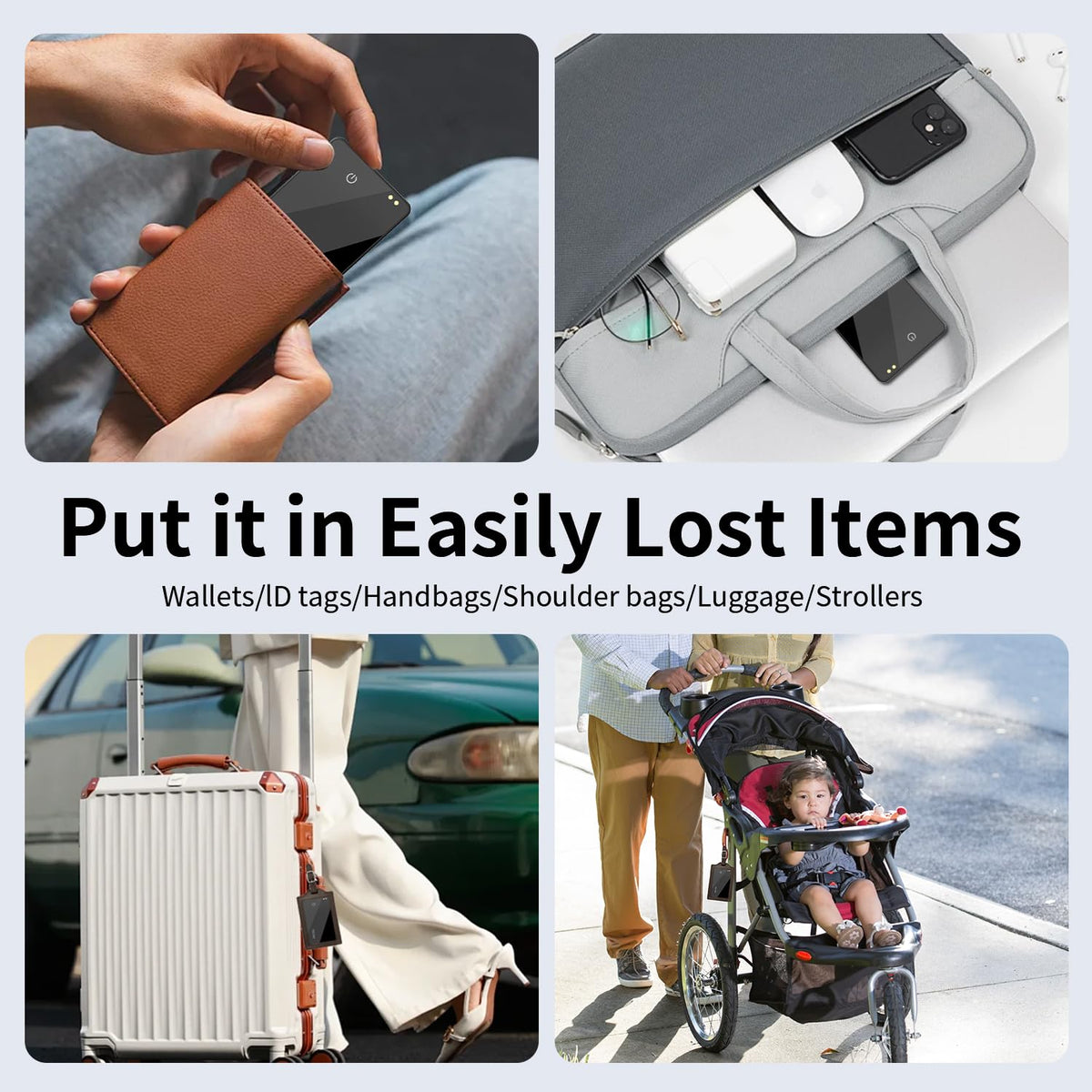 MICFLIP wallet tracker in use on luggage for quick spot checks
