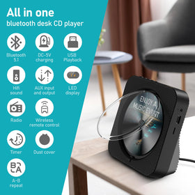 MICOCIOUS CD Player compact desktop design fits small spaces