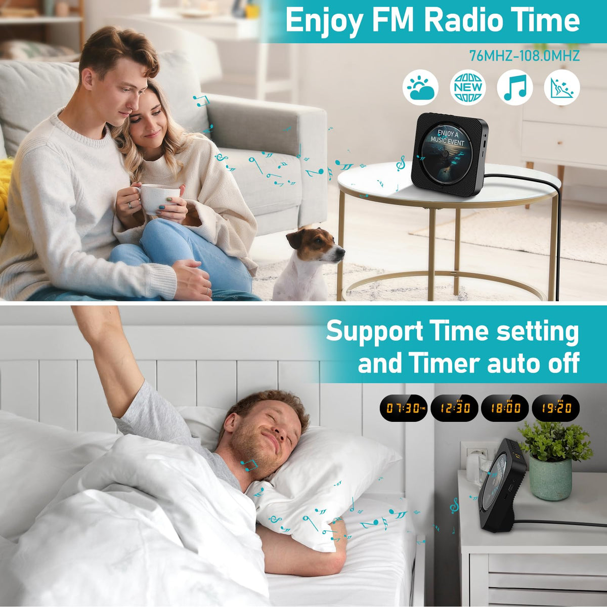 MICOCIOUS CD Player FM mode captures clear radio broadcasts