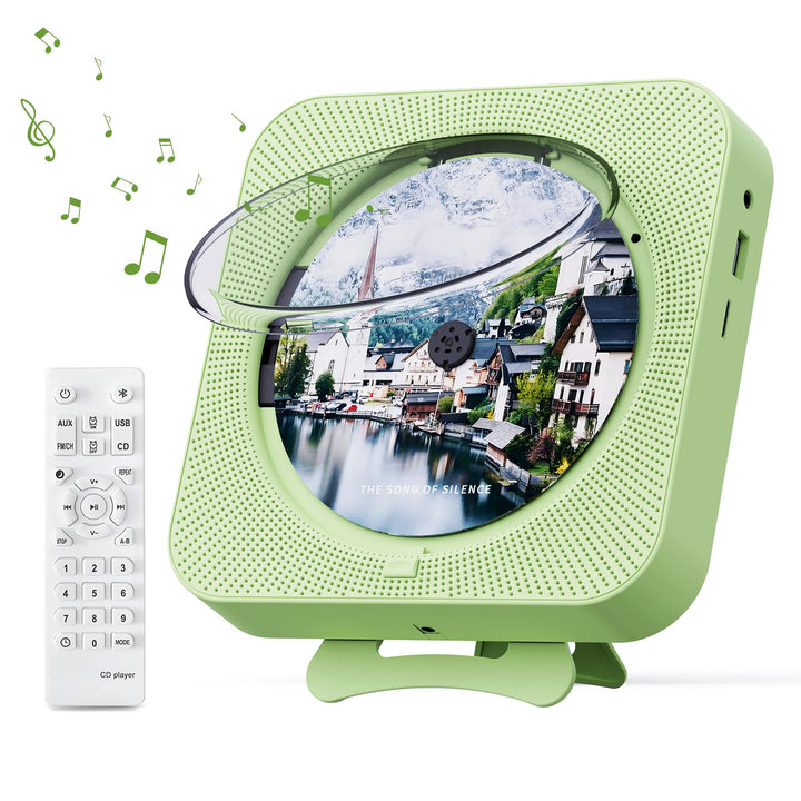 MICOCIOUS front view in green showing disc tray and LCD for clear playback control