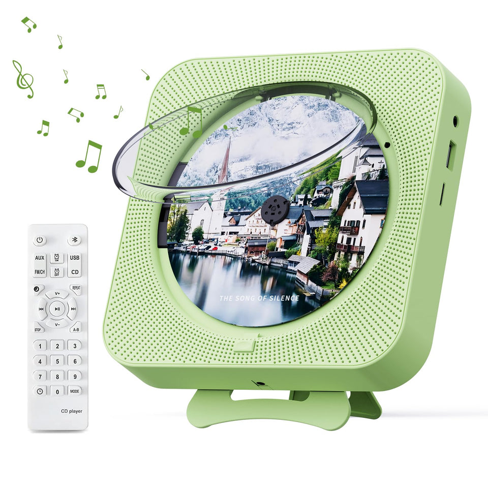 MICOCIOUS front view in green showing disc tray and LCD for clear playback control
