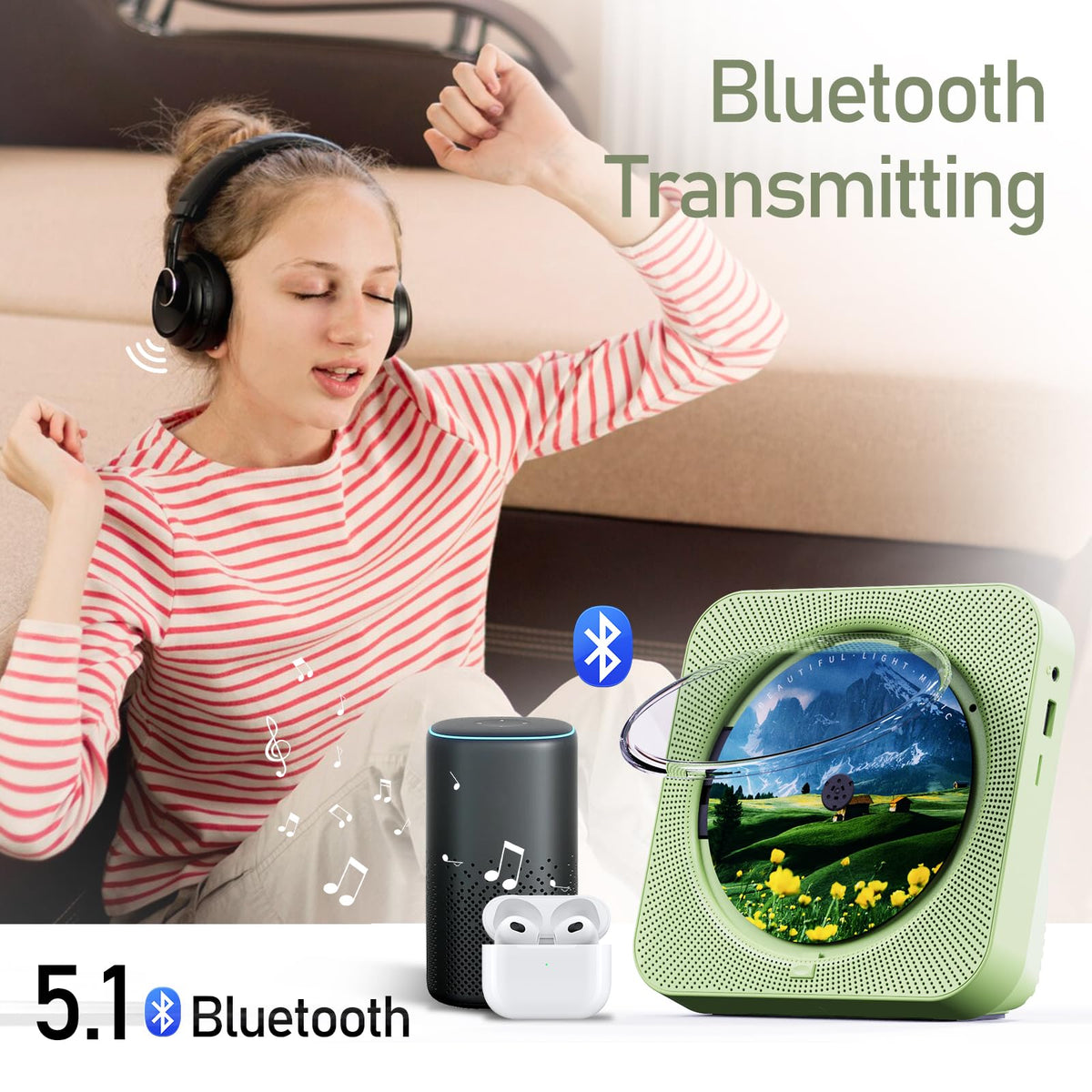 MICOCIOUS remote control allows playback management from across the room.