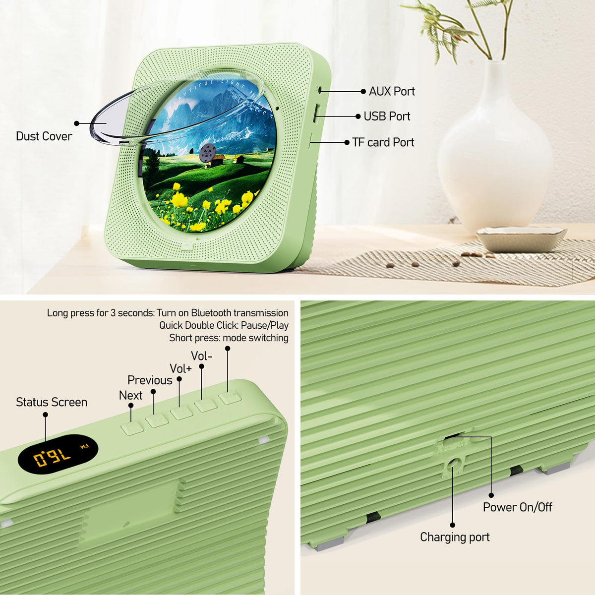MICOCIOUS wall-mountable design saves space while keeping music reachable.