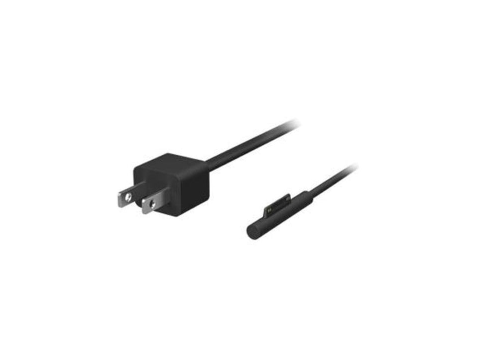 Microsoft Surface 65W adapter front view showing compact brick and connector, reliable charging