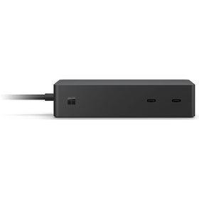 Microsoft Surface Dock 2 rear ports with dual USB-C and USB-A for versatile setup.