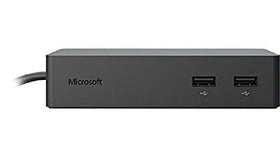 Microsoft Surface Dock port panel highlighting USB, Ethernet, and audio ports for Expandability.