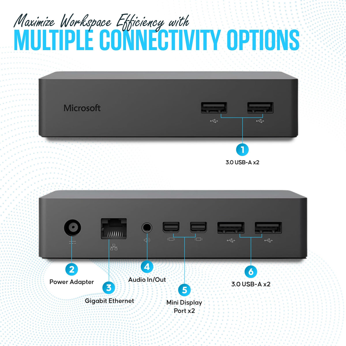 Microsoft Surface Dock PD9 magnetic connect cable for quick, reliable setup.