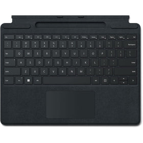 Microsoft Surface Pro Signature Keyboard black renewed, front view for portable typing comfort.