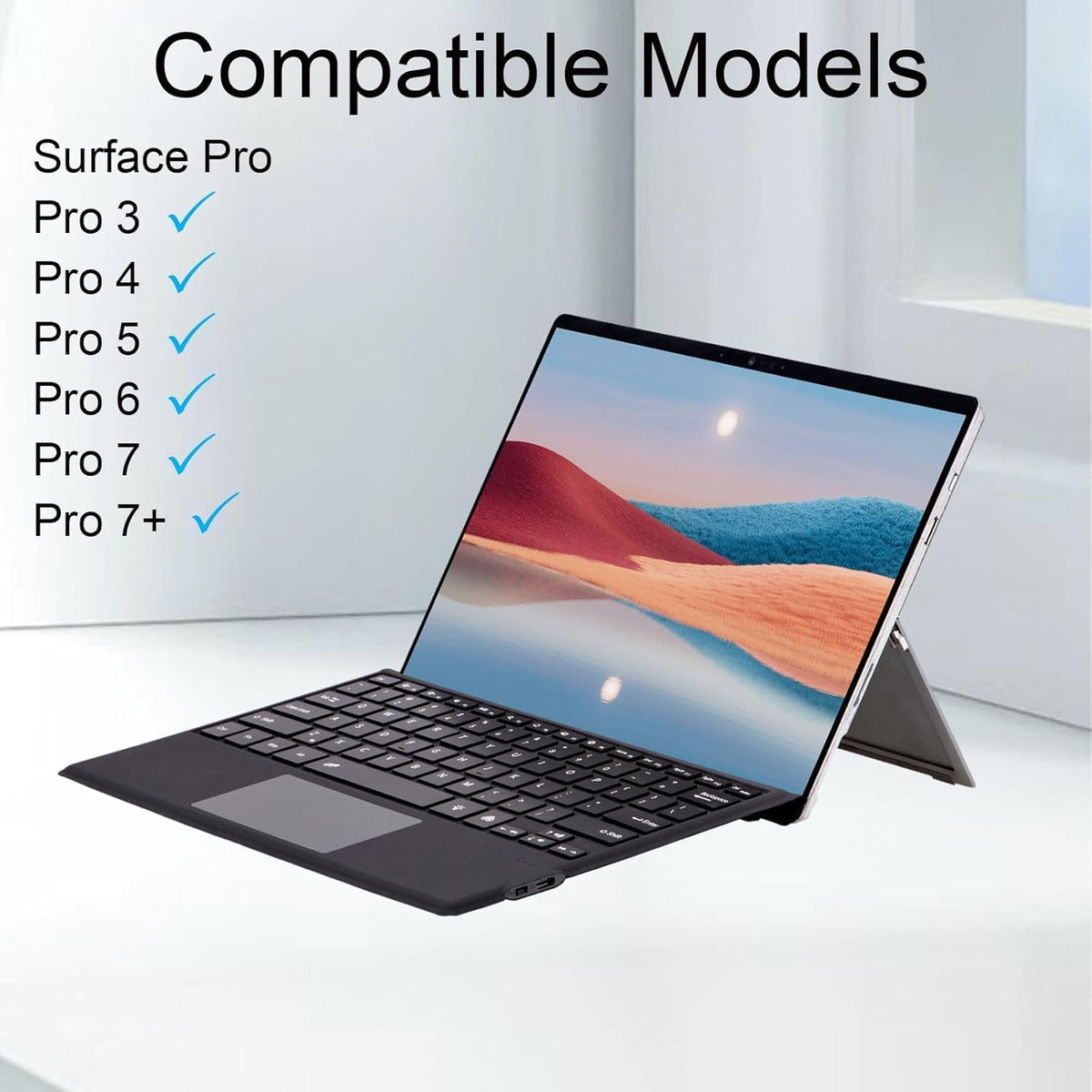 Microsoft Type Cover detail of multi-touch trackpad and textured surround, boosts precision