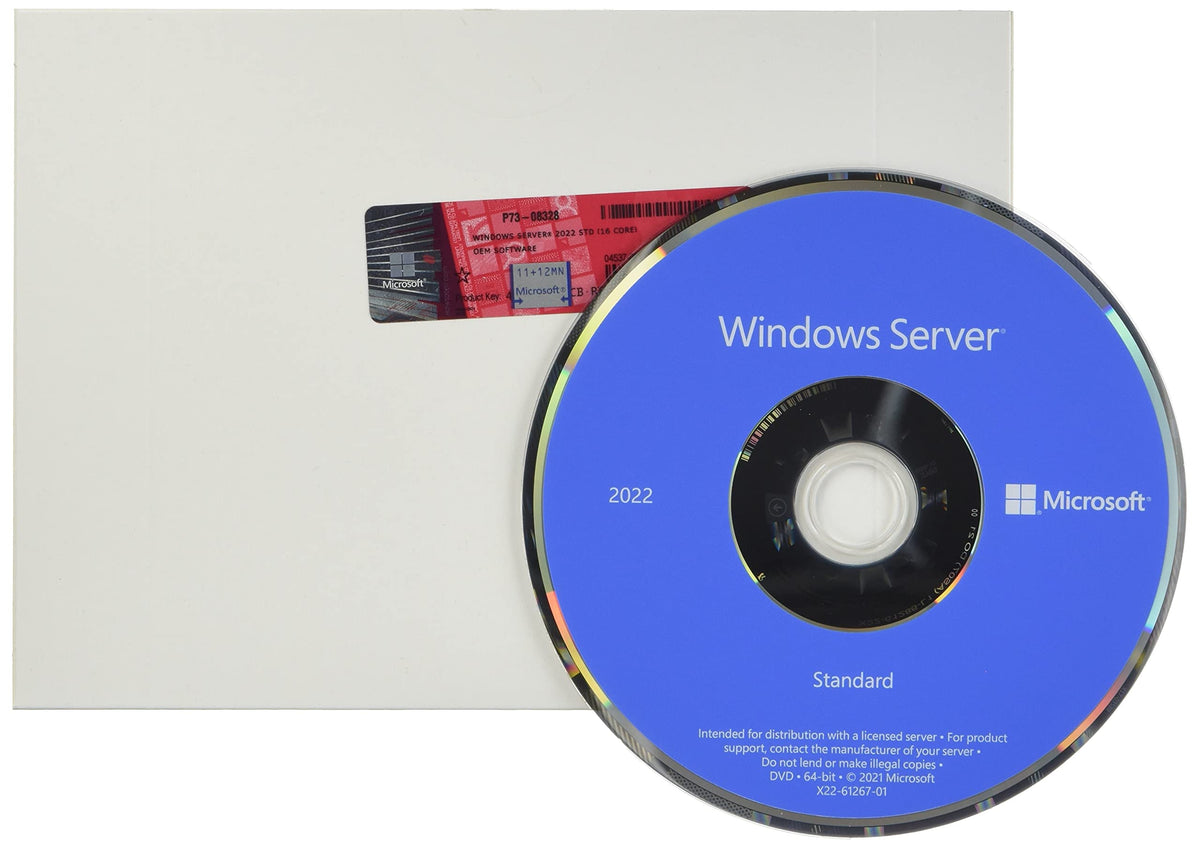 Microsoft Windows Server 2022 Standard 16-core DVD media kit supports scalable server setups