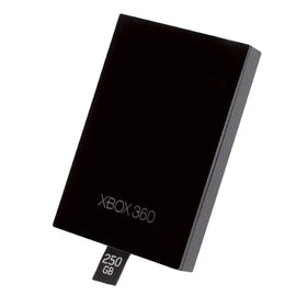 Microsoft Xbox 360 250GB hard drive installed in Slim console demonstrating expanded storage