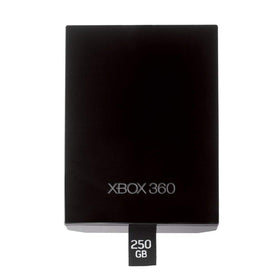 Microsoft Xbox 360 250GB hard drive next to ruler and label indicating capacity and scale