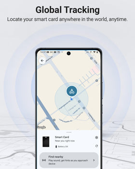 Middle Rabbit Android Wallet Tracker Card tucked inside a slim wallet for discreet location aid.