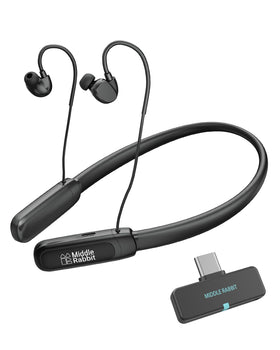 Middle Rabbit front packaging showing earbuds and dongle for quick identification and unboxing benefit