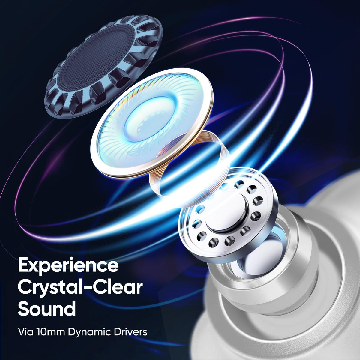 Middle Rabbit earbud close-up revealing driver detail for fuller sound clarity