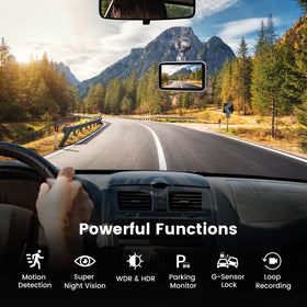 Miden 2-Channel Dash Cam rear camera records rear traffic for comprehensive coverage.