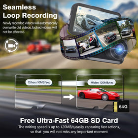 Miden dash cam mounted on windshield demonstrating unobstructed driver view