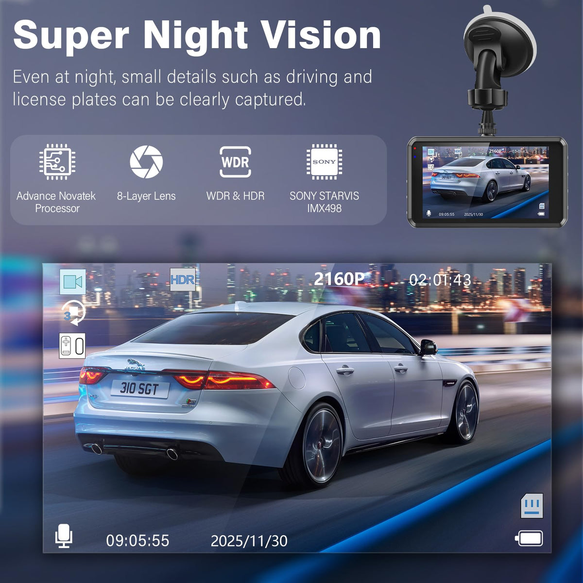 Miden 3.2-inch IPS display for easy playback and menu control