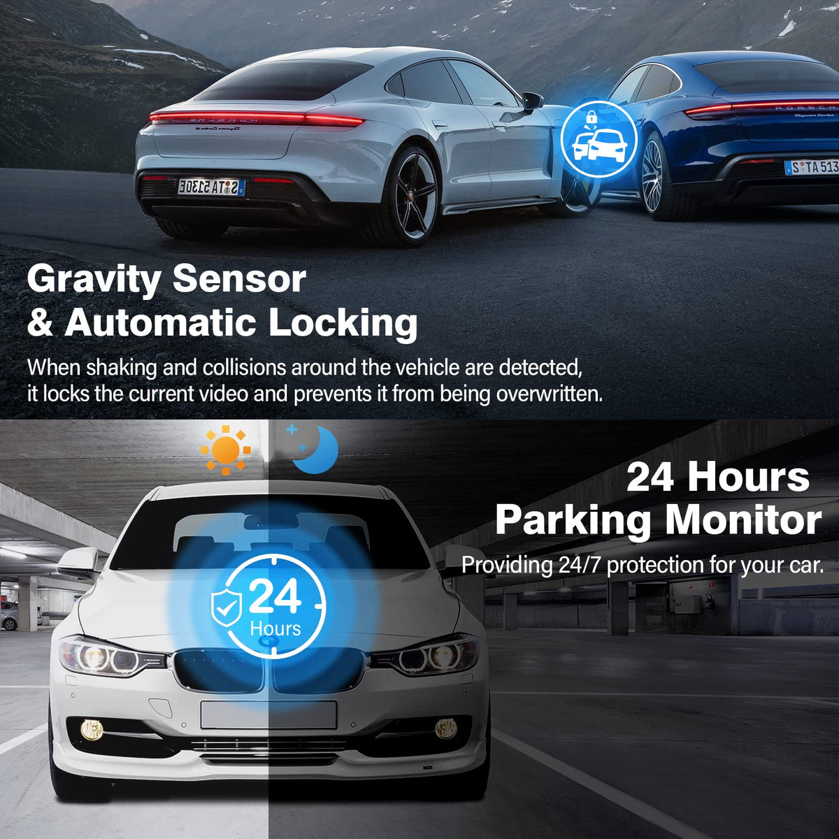 Miden dashcam mounted on windshield for unobstructed driving view