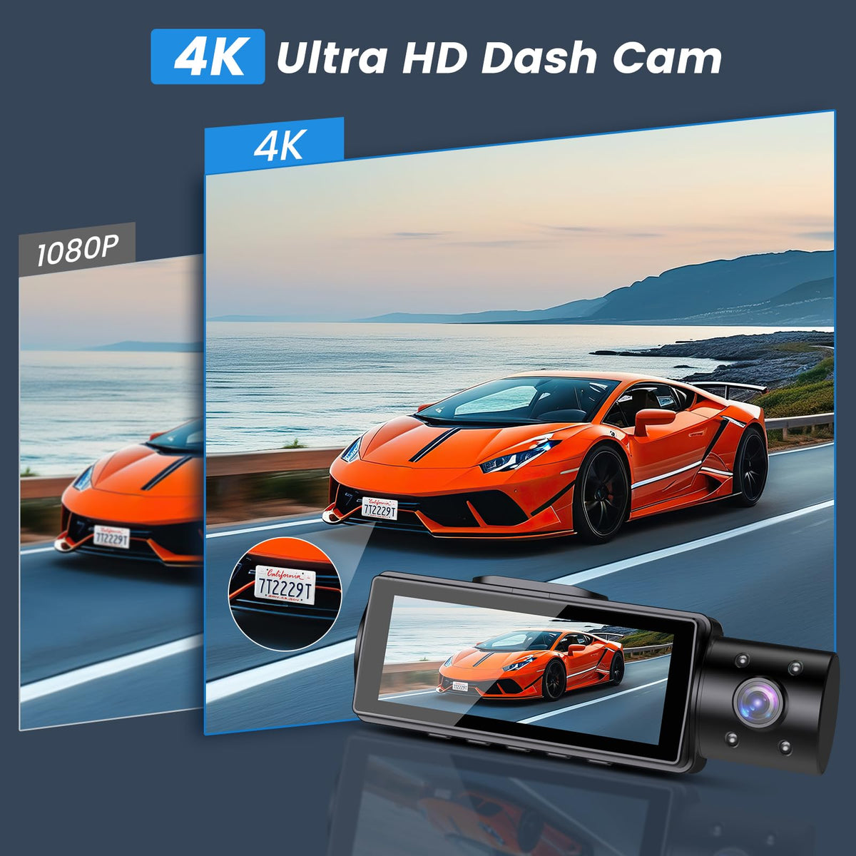 Miden dash cam next to a credit card to show compact size benefit