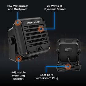 Midland SPK100 3.5mm audio plug for easy connections.