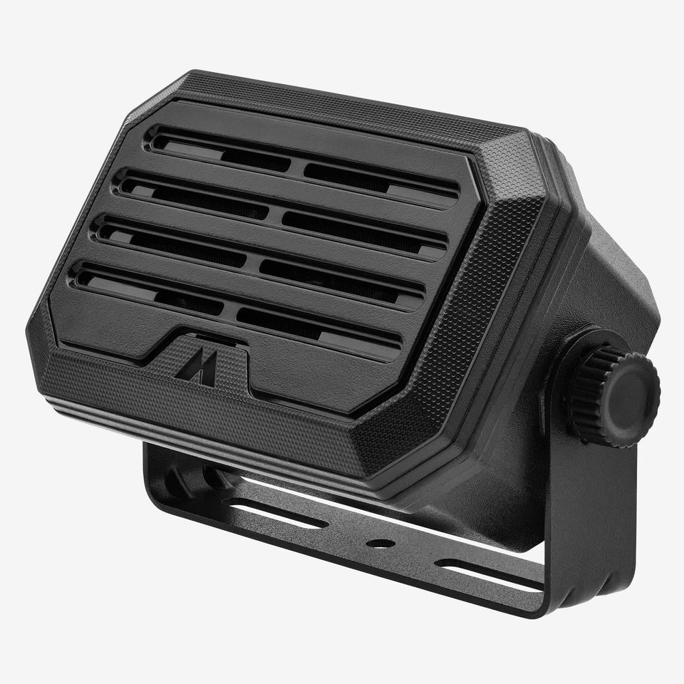Midland SPKMINI front view showing compact speaker and clear audio benefit